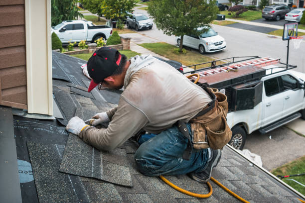 Professional Roofing technician working in The Plains, OH